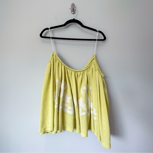 Free People Lime Embroidered Flowy Tank Top - Picture 2 of 7